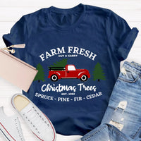 Vintage Botanical Holiday Graphic Tee, Farm Fresh Christmas Tree Teacher T-Shirt, Winter Christmas Shirt, Teacher Present
