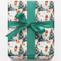 Winter Wonderland Dog Gift Wrap, Golden Retriever Christmas Wrapping Paper, Festive Puppy Holiday Paper, Adorable Winter Dog Wrapping Paper Roll