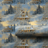 Comfy Holiday Town Gift Wrap, Snowy Winter Village Wrapping Paper, Nostalgic Chimney Smoke Wrapping Paper, Christmas Season Wrapping Paper