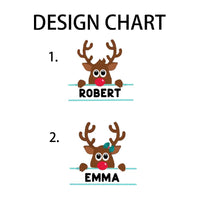 Custom Name Reindeer Holiday Graphic Tee, Personalized Christmas Elk Bow Shirt, Adorable Christmas Elk T-Shirt, Festive Winter Holiday Present