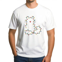 Adorable Kitty Holiday Shirt, Fairy Lights Cat Christmas T-Shirt, Minimalist Cat Graphic Tee, Comfy Xmas Cat Lover Apparel, Cat Mom Holiday Present