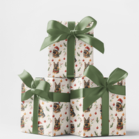 Festive Dog Holiday Gift Wrap, German Shepherd Christmas Wrapping Paper, Adorable Puppy Christmas Wrapping Paper, Dog Lover Present Paper Roll