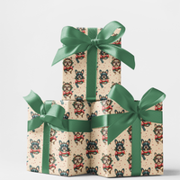 Festive Frenchie Holiday Gift Wrap Roll, French Bulldog Christmas Wrapping Paper, Dog Lover Christmas Wrapping Paper, Puppy Present Wrap