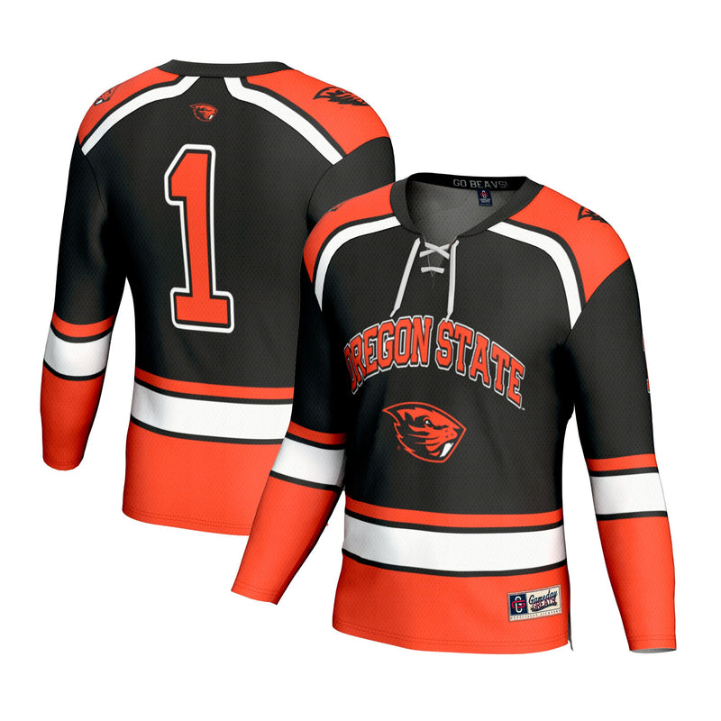 #1 Oregon State Beavers Lightweight Hockey Fashion Jersey - Black