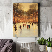 Christmas Lights Park Scene Canvas Print, Winter Ice Skating Rink Canvas Wall Art, Holiday Canvas, Printable Digital Download