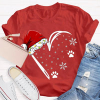 Merry Christmas Graphic T-Shirt, Santa Hat Snowflake Heart Shirt, Festive Winter Holiday Tee, Adorable Heart Christmas Shirt, Holiday Present Tee