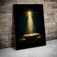 Holy Manger Christian Canvas Print, Star of Bethlehem Nativity Canvas Wall Art, Religious Christmas Scene Decor, Holiday Faith Home Present
