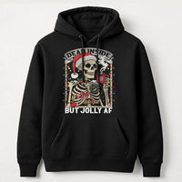 Skeleton Christmas Hoodie, Dead Inside but Jolly AF Hoodie, Coffee Lover Holiday Sweatshirt, Sarcastic Xmas Hoodie, Festive Present for Her