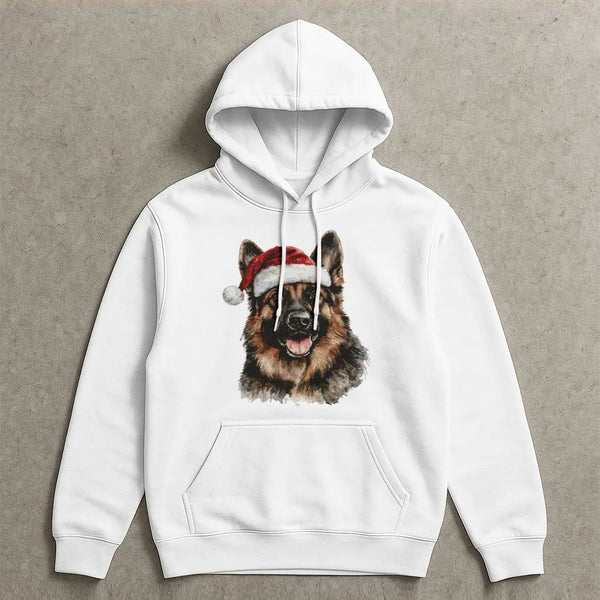 Watercolor Santa Hat Dog Pullover, German Shepherd Christmas Hoodie, Holiday German Shepherd Sweatshirt, Xmas Dog Mom Present