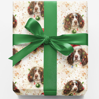 Santa Dog Gift Wrap, Springer Spaniel Christmas Wrapping Paper, Spaniel Holiday Wrapping Paper, Dog Lover Xmas Present Wrap, Gift Wrap Roll