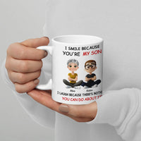 Humorous Cartoon Son Coffee Cup, I Smile Because You're My Son Mug, Humorous Ceramic Mug, Birthday Christmas Present for Son from Mom
