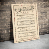 Christmas Hymn Canvas Art, O Come All Ye Faithful Canvas, Vintage Sheet Music Wall Art, Religious Holiday Canvas Print, Christmas Decor