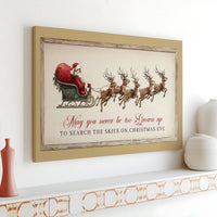 Reindeer Holiday Quote Print, Vintage Santa Claus Sleigh Canvas Wall Art, Rustic Christmas Winter Canvas Wall Decor Present