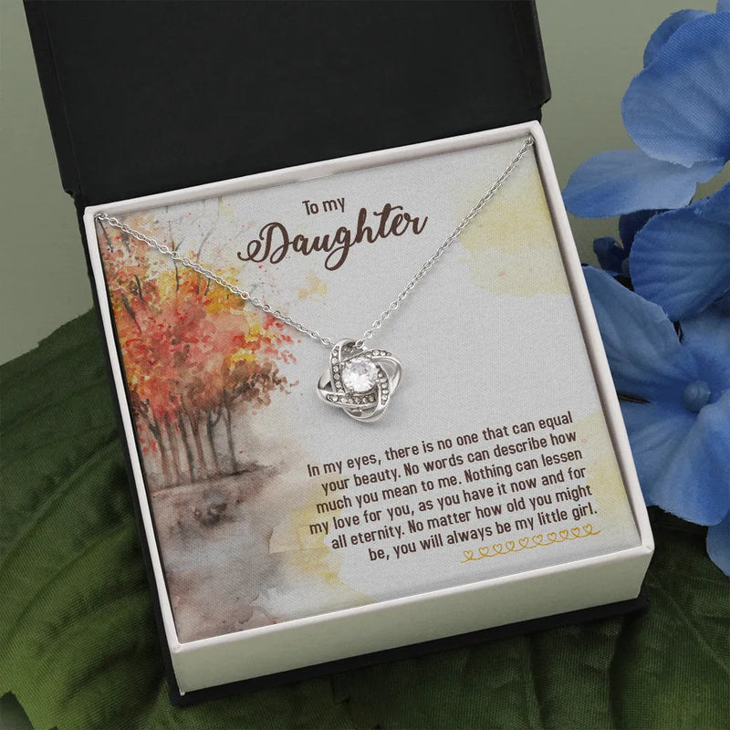 14k White Gold Over Steel Love Knot Pendant, Love Knot Necklace for Daughter, Sentimental Daughter Necklace, Birthday Christmas Jewelry Present