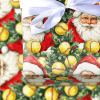Holiday Sports Gift Wrap Roll, Softball Santa Christmas Wrapping Paper, Fastpitch Softball Present Paper, Athletic Xmas Gift Wrap