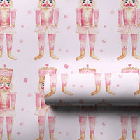 Watercolor Christmas Ballet Gift Wrap, Pink Nutcracker Wrapping Paper, Holiday Soldier Wrapping Paper, Pastel Adorable Girl Gift Wrapping Paper