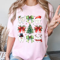 Adorable Festive Tooth Shirt, Dental Christmas T-Shirt, Dental Hygienist Holiday Tee, Dentist Office Graphic T-Shirt, Xmas Dental Assistant Present