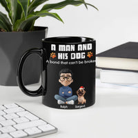 Personalized Dog Coffee Mug, Custom Dog Dad Pug Mug, Man and Pug Cartoon Coffee Cup, Ceramic Pet Lover Mug, Dog Dad Christmas Present
