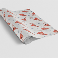 Red Bird Christmas Gift Wrap Roll, Winter Cardinals Wrapping Paper, Festive Snowflake Xmas Wrapping Paper, Holiday Nature Lover Present Wrap