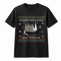 Humorous Christmas Holiday Possum Shirt, Overstimulated but Festive Possum T-Shirt, Retro Possum Graphic Tee, Animal Meme Lover Xmas Present