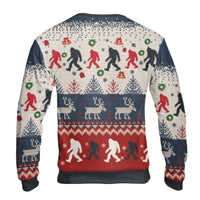 Sasquatch Holiday Sweater, Bigfoot Ugly Christmas Sweater, Humorous Bigfoot Xmas Sweater, Festive Reindeer Crewneck Sweatshirt, Holiday Present