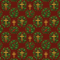 Holly Berry Christmas Gift Wrap, Gold Cross Wrapping Paper, Religious Christmas Wrapping Paper, Christian Holiday Gift Wrap Paper Roll
