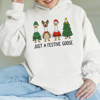 Adorable Festive Holiday Bird Hoodie, Humorous Christmas Goose Hoodie, Retro Winter Animal Graphic Hoodie, Comfy Xmas Hooded Sweatshirt, Present