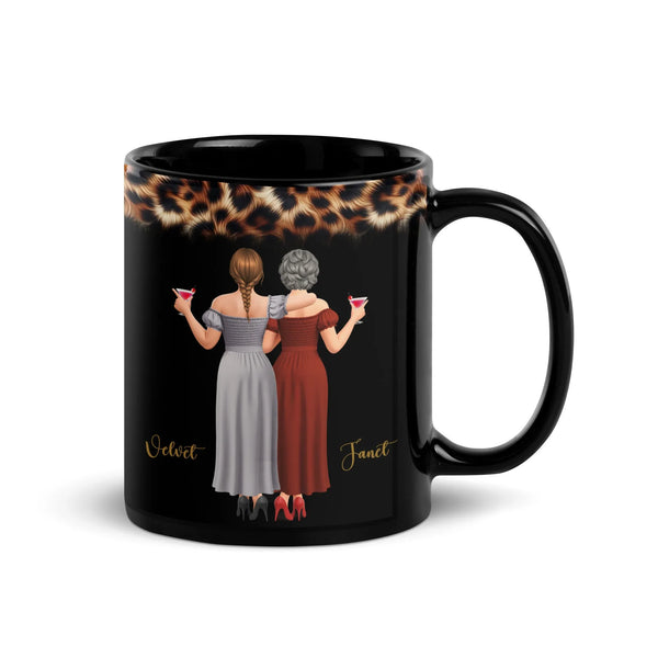 Gold Aesthetic Friendship Ceramic Mug, Best Friends Forever Leopard Print Mug, Soul Sister Coffee Mug, Birthday Christmas Pre