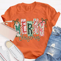 Retro Festive Holiday T-Shirt, Merry Christmas Colorful Square Font Shirt, Merry Xmas Graphic Tee, Holiday Season Family Party Outfit