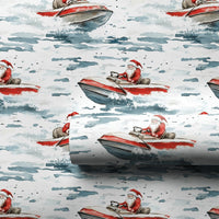 Coastal Watercolor Holiday Gift Wrap, Jet Ski Santa Christmas Wrapping Paper, Ocean Santa Wrapping Paper, Beach Lover Christmas Gift Wrap