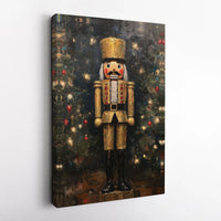 Gold Impressionist Christmas Soldier, Nutcracker Canvas Wall Art, Holiday Seasonal Wall Decor, Xmas Nutcracker Print, Digital Download