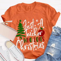 Adorable Holiday Educator Graphic Tee, Christmas Tree Apples Teacher T-Shirt, Festive School Winter Shirt, Merry Christmas Teacher Present Tee