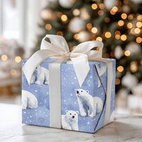Snowy Night Polar Bear Gift Wrap, Polar Bear Christmas Wrapping Paper, Winter Wildlife Wrapping Paper, Holiday Present Wrapping Paper Roll