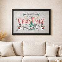 Rustic Snowman Wall Art, Personalized Family Christmas Canvas, Custom Holiday Canvas Print, Winter Family Wall Decor, Festive Home Canvas