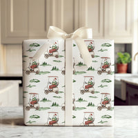 Watercolor Golf Cart Christmas Gift Wrap, Golfing Santa Wrapping Paper, Golfer Dad Holiday Wrapping Paper, Sports Fan Wrapping Paper Roll