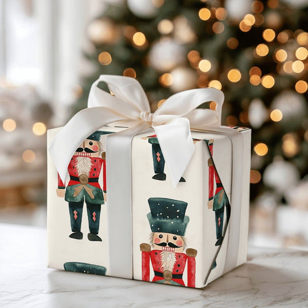 Ballet Soldier Holiday Gift Wrap, Nutcracker Christmas Wrapping Paper, Watercolor Traditional Wrapping Paper, Festive Gift Wr