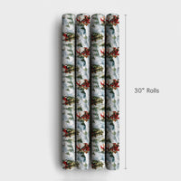Snowy Forest Father Christmas Gift Wrap, Vintage Santa Wrapping Paper, Rustic Winter Holiday Wrapping Paper, Traditional Christmas Gift Wrap