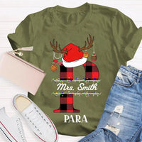 P Is for Para Holiday Shirt, Personalized Para Santa Hat Christmas T-Shirt, Paraprofessional Christmas Tee, Adorable Para Xmas Graphic Shirt