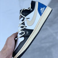 Low Top Sneakers, Blue Black Colorway, Lace Up Design, Casual Gift for Sneaker Fans