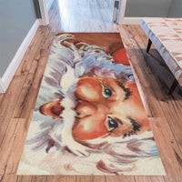 Retro Christmas Runner Rug, Vintage Santa Claus Runner Rug, Holiday Hallway Runner Rug, Festive Floor Runner Mat, Christmas Home Decor