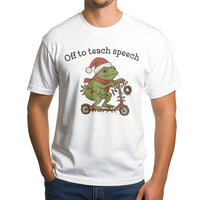 Christmas Frog on Scooter Shirt, Speech Therapist Christmas T-Shirt, Humorous SLP Christmas Graphic Tee, Speech Language Pathologist Xmas Tee