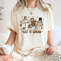 Let It Snow Shirt, Snowman Christmas T-Shirt, Adorable Winter Holiday Graphic Tee, Retro Xmas T-Shirt, Festive Holiday Present for Her and Him
