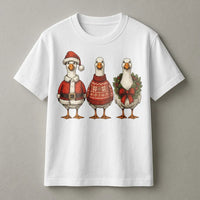Humorous Santa Bird Graphic Tee, Christmas Goose T-Shirt, Adorable Holiday Goose Shirt, Retro Winter Animal Aesthetic T-Shirt Present for Women