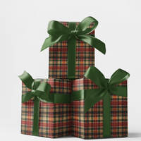 Classic Holiday Gift Wrap, Northwood Tartan Plaid Wrapping Paper, Rustic Christmas Wrapping Paper, Birthday and Xmas Present Wrapping Paper