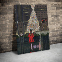 Edgy Winter Cityscape Canvas Print, NYC Christmas Canvas Wall Art, New York City Holiday Canvas Art, Urban Winter Decor Art Lover Present
