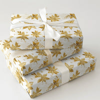 Watercolor Christmas Gift Wrap, Gold Poinsettia Wrapping Paper, Elegant Holiday Wrapping Paper, Floral Xmas Present Wrapping Paper