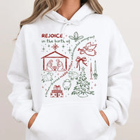Rejoice in the Birth Christmas Hoodie, Brown Skinned Undocumented Immigrant Hoodie, Social Justice Holiday Sweatshirt, Xmas Graphic Hoodie