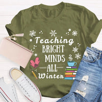 Winter Holiday Educator Shirt, Snowflake Teaching Bright Minds Teacher Christmas T-Shirt, Teacher Christmas Lights Tee, Holiday T-Shirt