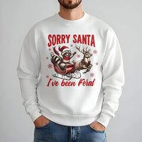 Humorous Trash Panda Ugly Sweater, Sorry Santa I've Been Feral Raccoon Sweatshirt, Adorable Holiday Raccoon Crewneck, Christmas Humor Present
