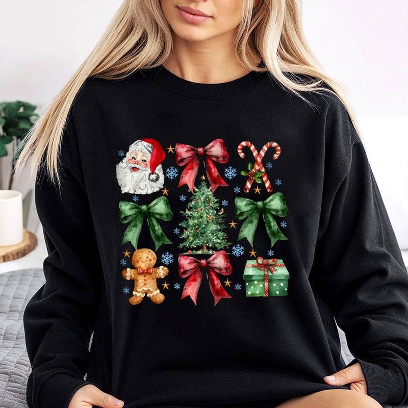 Vintage Santa Bow Sweatshirt, Coquette Christmas Sweatshirt, Adorable Holiday Sweatshirt, Retro Christmas Sweater, Aesthetic Holiday Present